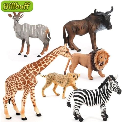 2021 Wild Jungle Zoo Animals Solid Model Action Figures Zebra Giraffe Lion Leopard Collection Educational toys for children Gift