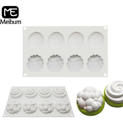Meibum Spiral Chocolate Brownie Mousse Mould Cloud Silicone Cake Mold 8 Cavity Muffin Pastry French Dessert Tray Baking Tool