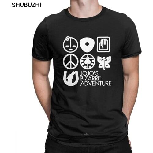 Mens T Shirts Jojos Bizarre Adventure Symbols Funny Short Sleeve T Shirt Crew Neck Clothes Pure Cotton Designs T-Shirt sbz8442