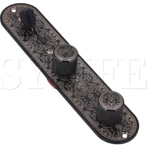 Guitar Classical Style 3 Way Volume Tone Speed Knobs Wired Control Plate Black
