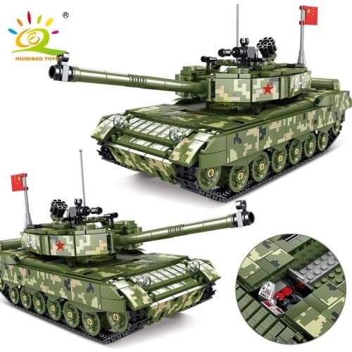 HUIQIBAO 945PCS Military 99A Main Battle Tank Building Block WW2 Army Soldier Weapon Vehicle Bricks Model Educational Toys Child