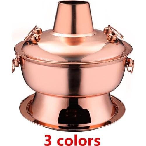2.8L stainless steel hot pot Chinese fondue Lamb Charcoal hotpot outdoor cooker picnic cooker chafing dish charcoal gold hotpot