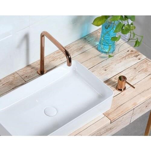 Vidric brass hot and cold bathroom super long pipe two holes basin faucet bathroom faucet sink tap 360 rotating widespread basi