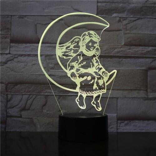 2019 Best Selling 3D Lamp The Moon Angel Lovely Reward for Girls for Indoor Decoration Touch Sensor Bright Base Led Night Light