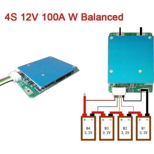 4S 12.8V 100A High Current Lifepo4 lithium BMS battery protection board W balance 4 CELL 12V batteries FOR Car start Inverter
