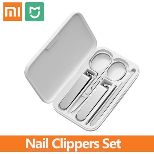 Xiaomi Mijia Stainless Steel Nail Clippers Set 5 in1 Trimmer Pedicure Care Clippers Earpick Nail File with Storage box