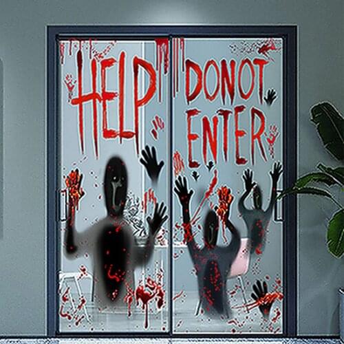 Halloween Ornament Halloween Sticker Horror Blood Handprint Footprint Bathroom Toilet Windows Wall Sticker Halloweens Decoration