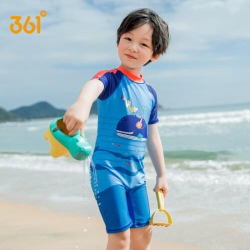 361 New Kids Swimsuit Cute Swimwear For Kids Boys Baby Childrens One Piece Short Sleeve Cartoon Printed Quick Dry Bathing Suit