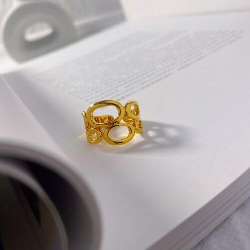 Unisex real gold plated shiny adjustable ring open end designer jewelry
