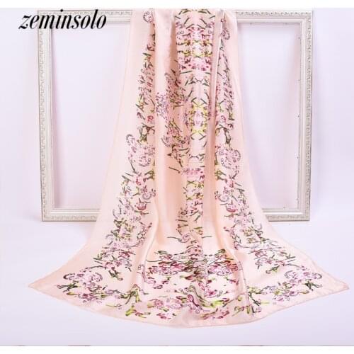 Fashion Bandana 2018 100% Silk Scarf Luxury Women Brand Scarves for Women Shawl High Quality Plants Print Hijab Wraps Femmale