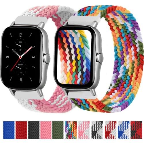 Braided Solo Loop For Amazfit GTS 2/2e/GTS2 Mini/GTR 42mm 47mm/GTR2/2e/stratos 2/3 Bracelet iWatch Amazfit Bip 20mm 22mm Strap
