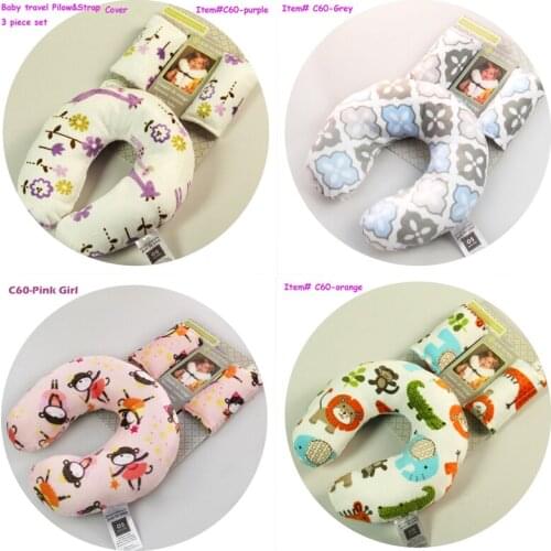 3 pc Baby Kid toddler Head Neck Suppot Headrest Travel Car Seat Pillow Stroller Cushion Belt cover for boy and girl