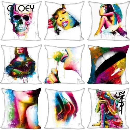 Colorful Painted Square Cushion Cover Custom Zipper Cushion Cover More Sizes Bedroom Hotel Car Decoration Custom Your Image Gift