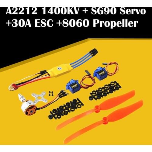 SG90 9G Micro Servo 8060 Propeller Power System Combo SetA2212 1400KV Brushless Motor 30A ESC for RC Fixed Plane Helicopter