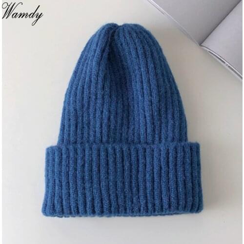 New Candy Colors Winter Hat Women Knitted Hat Warm Soft Trendy Hat Kpop Style Wool Beanie Elegant All-match Hat