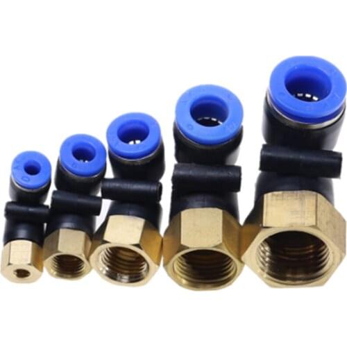 PLF" Hose OD 4-12mm - Internal Thread M5'' 1/8'' 1/4'' 3/8'' 1/2''BSP Pneumatic Female Elbow Connector Tube Air Push In Fitting