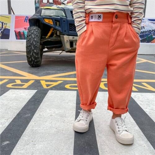 2020 Autumn New Toddler Boys Pants Korean Casual Cotton Solid Straight-leg Pants For Boy 2-7 Years Kids High Quality Trousers
