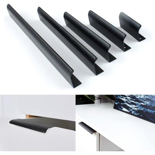 High Quality Black Gold Hidden Cabinet Handle Aluminum Alloy Kitchen Cupboard Pull Drawer Knob Bedroom Handle Furniture Hardware