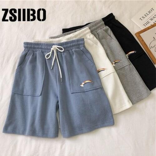 Sports shorts summer loose running casual high waist windproof home straight five-point pants shorts female High waist shorts