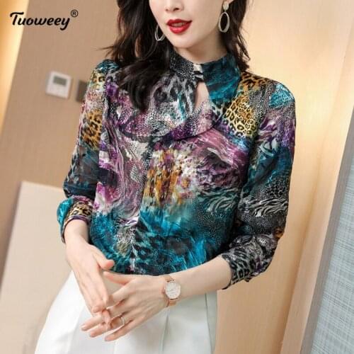 Vintage Chiffon Blouse Women leopard Blusas Mujer De Moda 2021 Summer Korean Style 3XL Plus Size Tunic Tops Long Shirts