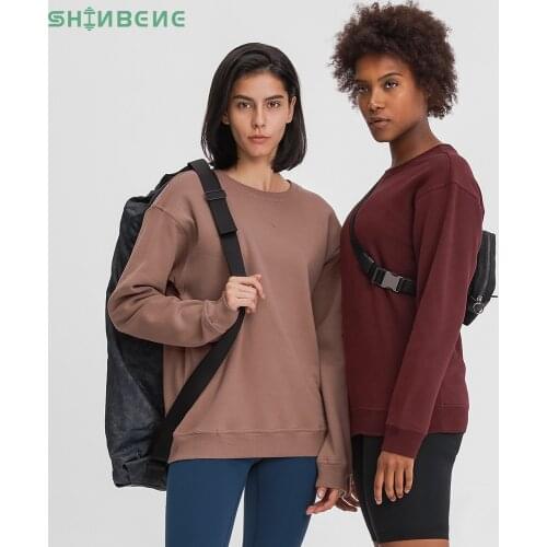 SHINBENE FLEECE Cozy Outdoor Sport Long Sleeve Sweatshirts Women Relaxed Fit Hip Length Leisure Fitness Gym Pullover Workout Top