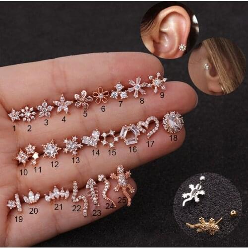 1Piece Diameter 0.8mm Piercing Stud Earring for Women 2020 Trends Jewelry Hyperbole Zircon Earrings Gift for Women