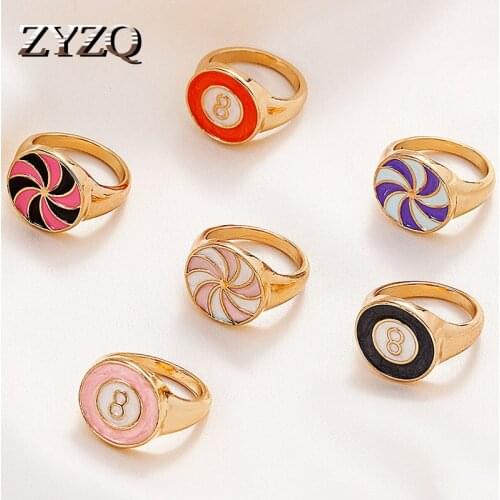 ZYZQ 2021 New Retro Dripping Oil Personality Color Windmill Ring For Women Creative Geometric Ring Fashion Jewelry Accessories