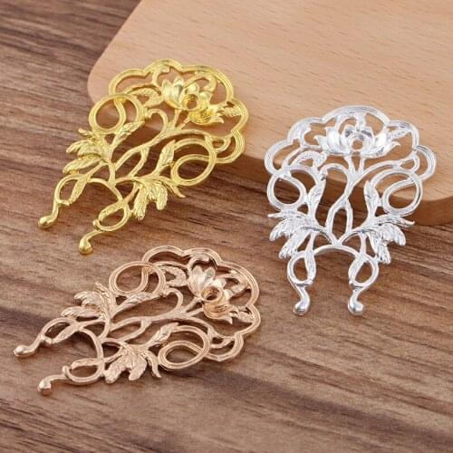10 Pieces 57*40mm Metal Flower Blank Settings Bride Tiaras Making Materials Diy Jewelry Accessories