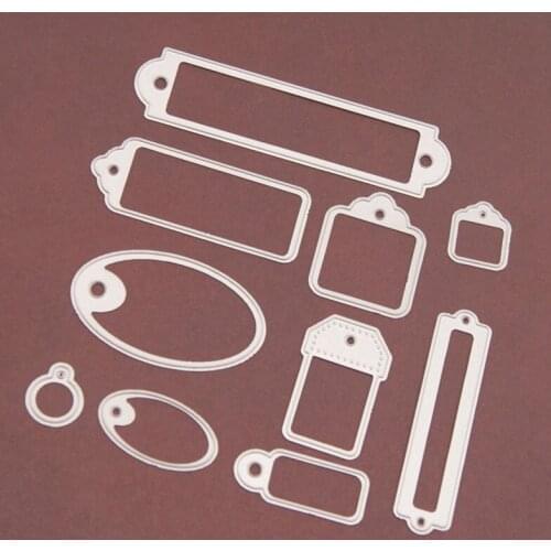 10 Pcs Square Lace Label Metal Cutting Dies Stencils For DIY Scrapbooking Album Stamp Paper Card Embossing Stencil