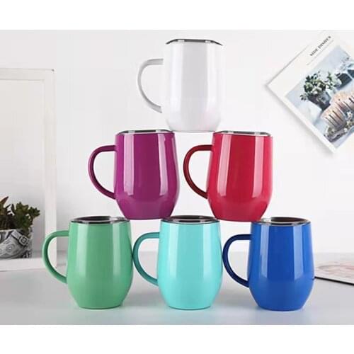 12Oz 350ml Eco-friendly Stainless Steel Double Wall Milk Drinking Beer Mug Cup Coffee Tumbler with Handle