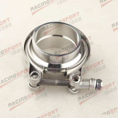 2'' Inch SS Clamp & Mild Steel V-Band Flange Kit For Turbo Exhaust Downpipe