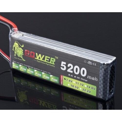 2pcs/lot LION POWER Brand 7.4V 5200mAh Factory wholesale model aircraft 7.4 v 25C to 30C LION lithum polymer LIPO 2s battery