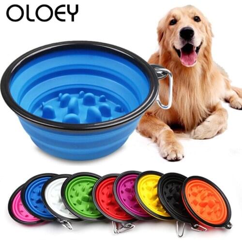 2 in 1 Pet Slow Feeder Bowl Water Food Outdoor Dog Water Bottle Travel Food Supplies Container for Cats Dogs Feeding Drinking