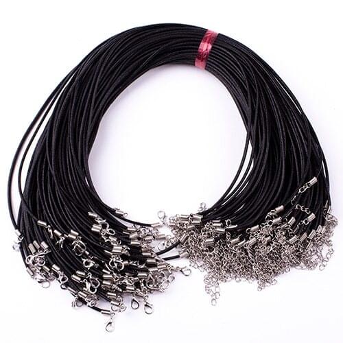 20pcs/lot Black Leather Cord Ropes Thread Length 45mm for Handmade Pendant Necklace DIY Jewelry Making Findings