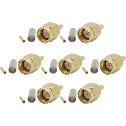 5Pcs Brass RP SMA Male Plug (Female Pin) Solder Crimp Coax Connector for RG316 RG174 LMR100 Coaxial Cable