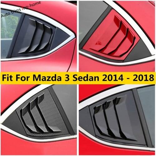 Car Rear Window Triangle Shutters Decor Panel Frame Cover Trim For Mazda 3 Sedan 2014 - 2018 Plastic Accessories Exterior Kit
