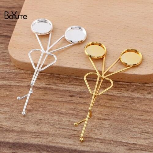 BoYuTe (20 Pieces/Lot) Korean Style Fashion Hairpin Bangs Clips Welding 12MM Blank Tray Base Diy Hair Accessories Materials