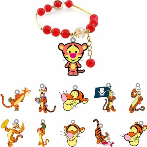 Disney Cartoon Jumping Tiger Play Bracelet Red Beaded Bracelet Personalized Epoxy Resin Bracelet Personalized Jewelry