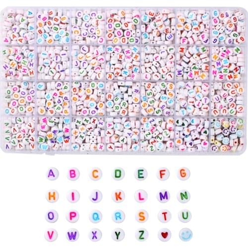 Alphabet Letter Beads A-Z Pattern Coin Pony Beads Kit Jewelry Making