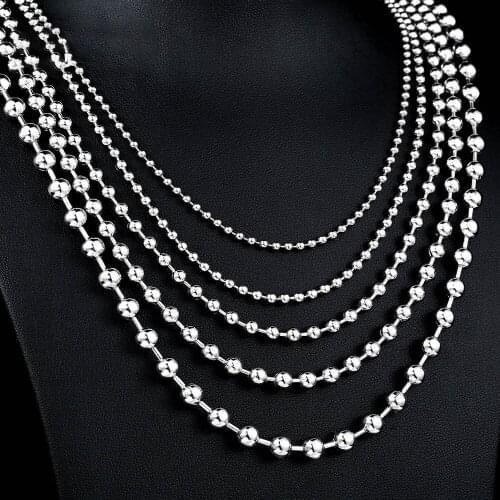 Solid Necklace Beads Titanium steel Chains Link Men Choker Stainless Steel Male Female Accessories Fashion