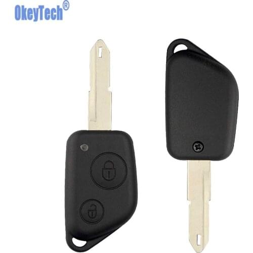 OkeyTech 2 Buttons Replacement Car Key Shell For Peugeot 306 307 405 406 For Citroen C2 C3 C4 Uncut Blank Blade Remote Key Case