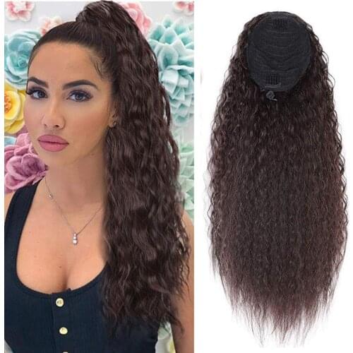 CICIHAIR Long Curly Ponytail Natural Wrap On Clip Hair Extensions for Women Blonde Black Horse Tail Synthetic Hair Pieces 24"