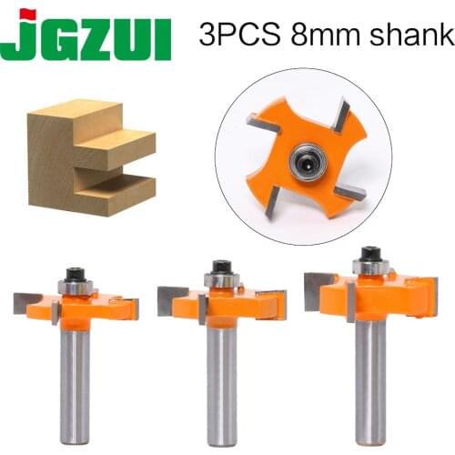 3pc 8mm Shank T type bearings wood milling cutter Industrial Grade Rabbeting Bit woodworking tool router bits for wood