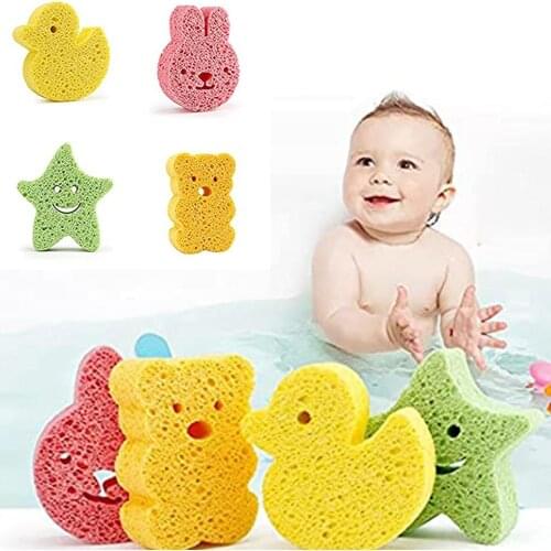 Baby Sponge for Bathing, Natural Kids Infants, Toddler Bath Shower Time, Cute Animal Shapes Konjac Baby Bath Toys Tub Sponge
