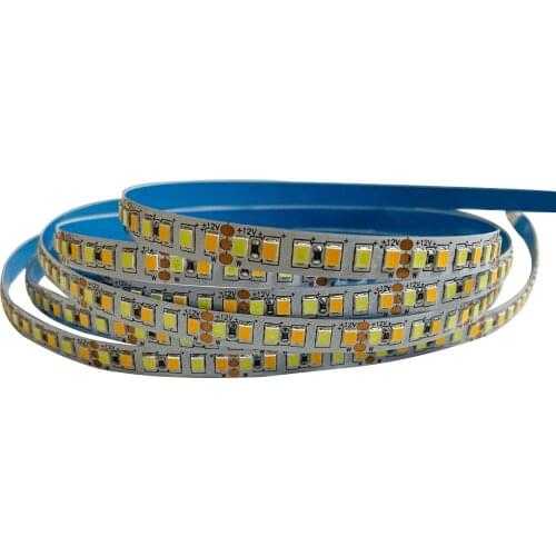 5m DC12v 24V 2835 dimmable CCT LED Stip Warm White +White Double Color 180leds/m Makeup Mirror Showcase Cabinet LED FlexibleTape