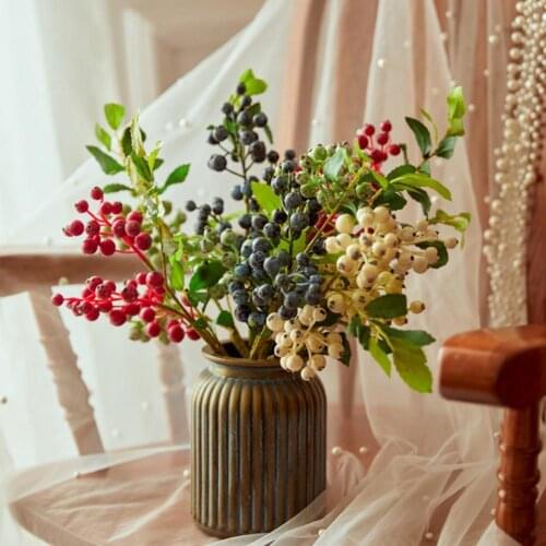 Long Lasting Convenient Decorative Berry Shape Simulation Flower 4 Colors Fake Flower Non-fading for Bedroom