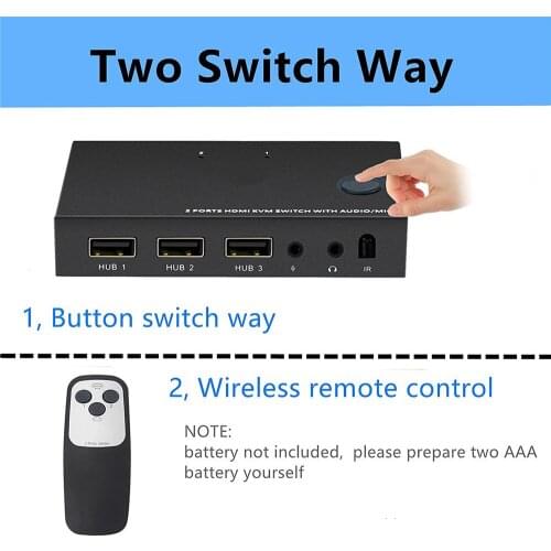 Kebidu KVM switch USB Switcher 4K hdmi-compatible splitter For tv box EDID / HDCP Printer Plug And Play 2-Port computer monitor