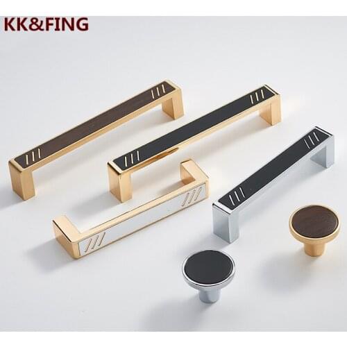 KK&FING Copper Brushed Zinc Alloy Cabinet Handles New Gold Cupboard Handles Drawer Knobs Black Kitchen Cabinet Pulls Hardware