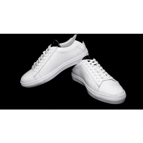 Handmade Classic White Sneakers with Real Calf Leather, Full Leather Insoles, Lightweight Soles, Mens Sport Tennis Shoes 2021
