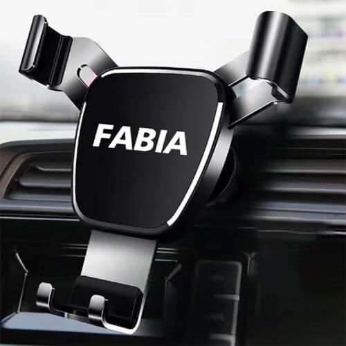 Metal car logo Style On-board Phone Holder Car Air Outlet-Holder Mobile Phone Navigation Gravity Holder For Skoda FABIA fabia
